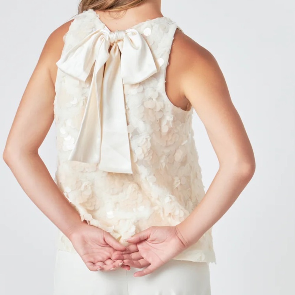 NWD ANTHROPOLOGIE ENDLESS ROSE SCALLOP SEQUIN TOP SIZE XS Z537 - Picture 6 of 11